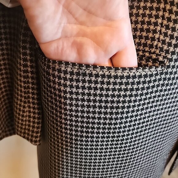 Vintage Lorenzo Latini Houndstooth Blazer Jacket Black Gray Canada Mens 42 - Picture 2 of 12